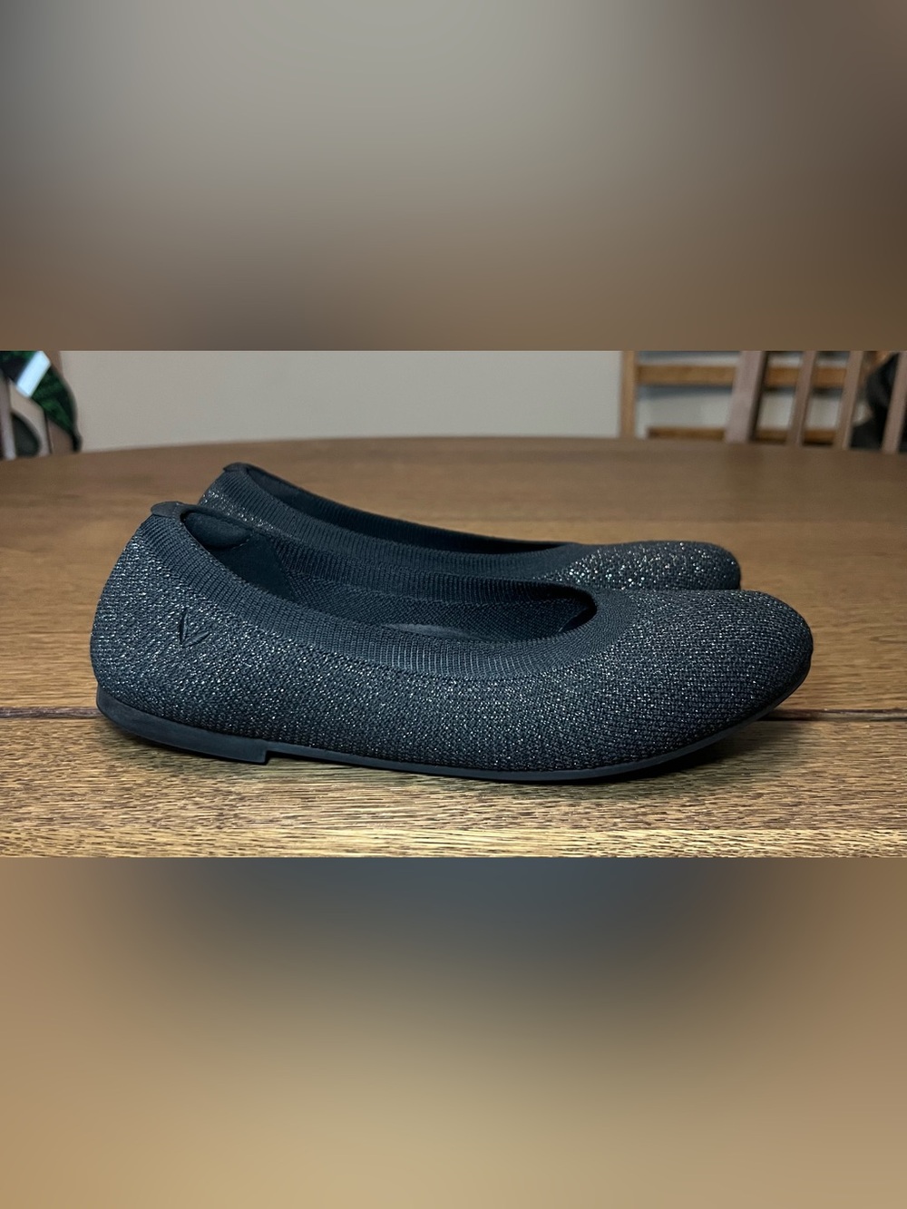 VIVAIA Claire Mettalic Black Glitter Knit Ballet Flats Womens Size 7